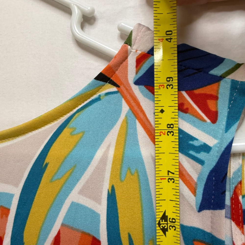Kim Rogers Curvy Womens 3X Tropical Leaf Print Sleeveless V-Neck Swing Dress New - Picture 7 of 8